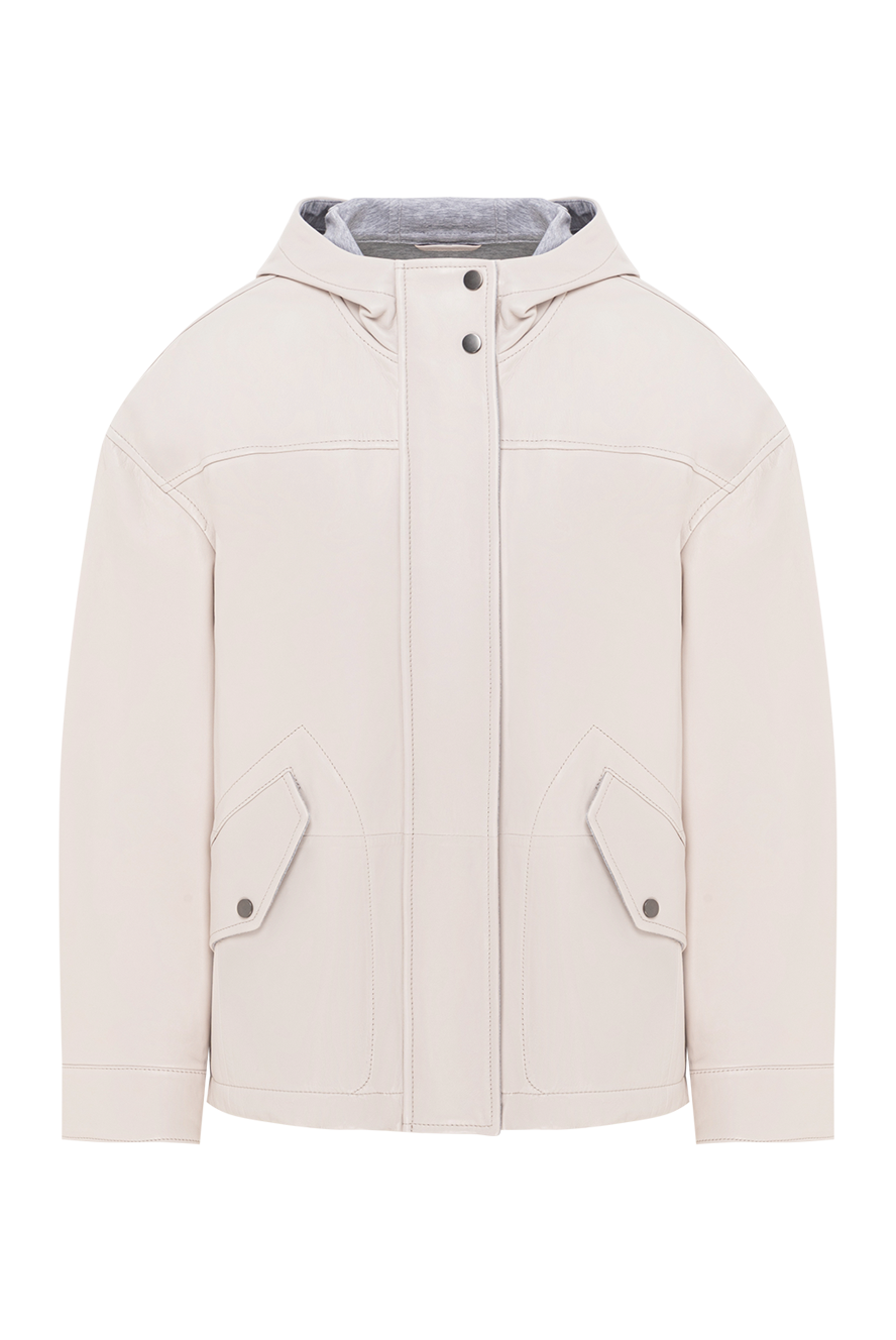 美品⭐︎BRUNELLO CUCINELLI⭐︎アウター Brunello Cucinelli кожаная куртка с капюшоном молочного оттенка